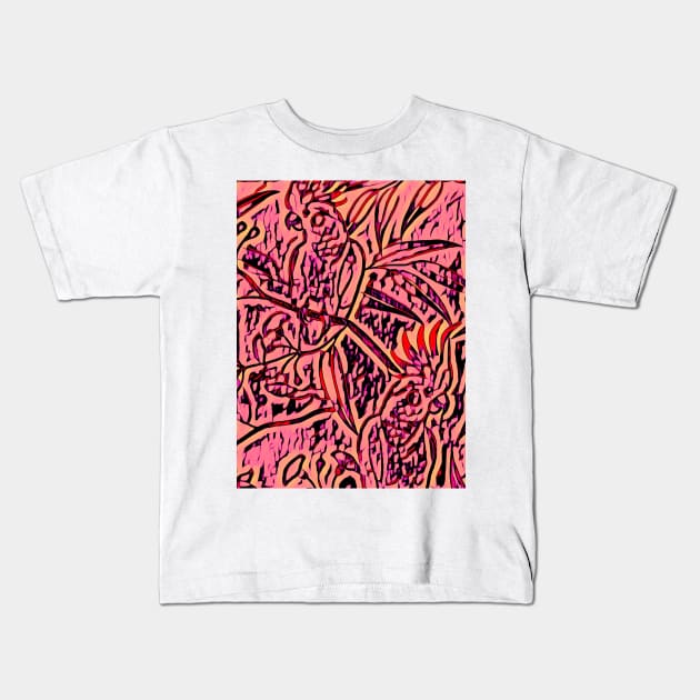 Pink Parrots Kids T-Shirt by Tovers